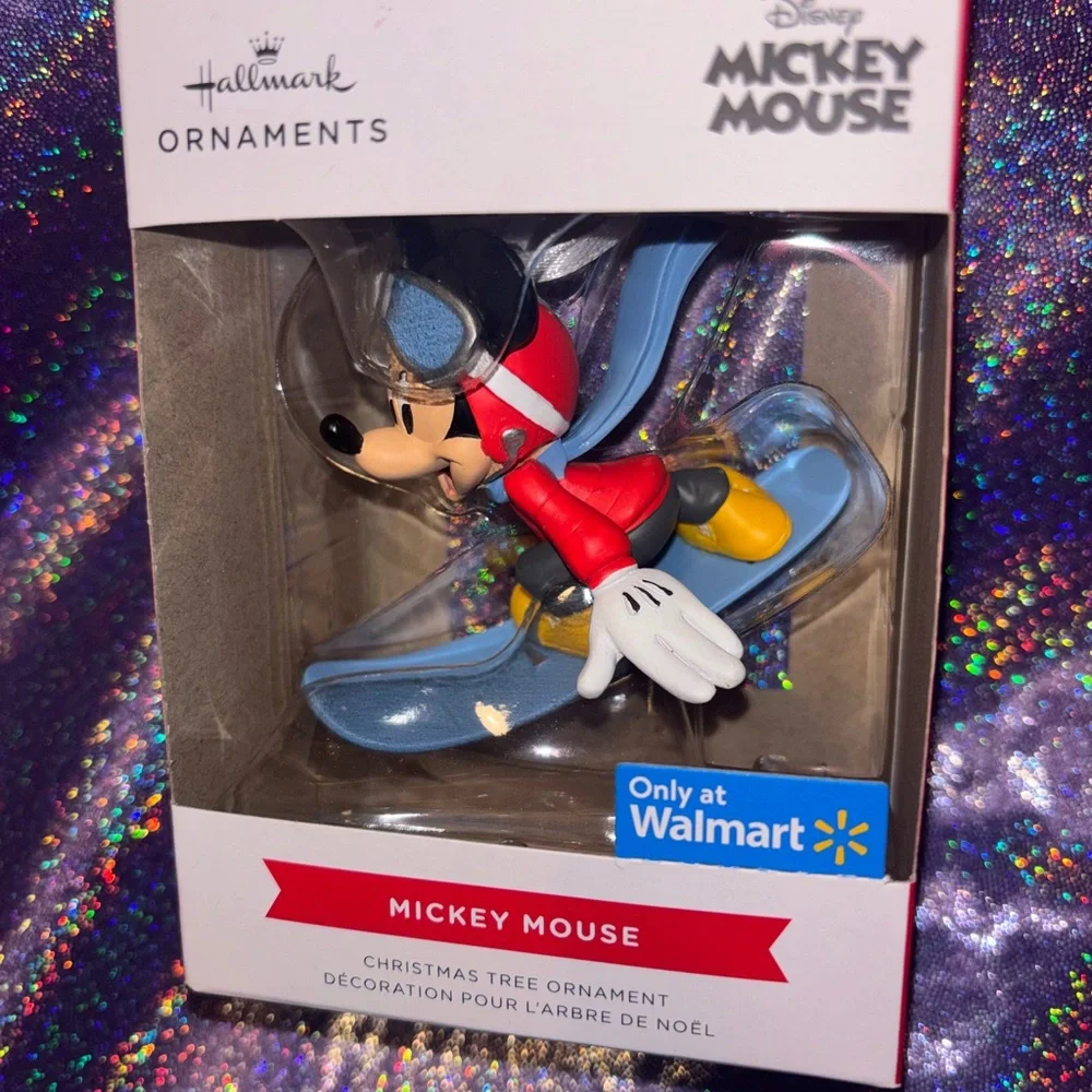 Mickey Mouse Snowboarding Christmas Ornament